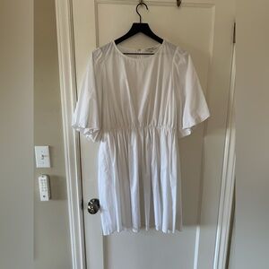 Madewell Poplin Crewneck Bubble-Sleeve Mini Dress / 12 / EYELET WHITE